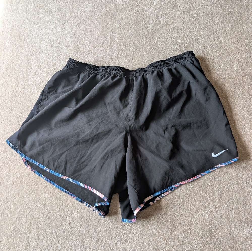 Nike Women's Black Shorts with Multicolor Trim